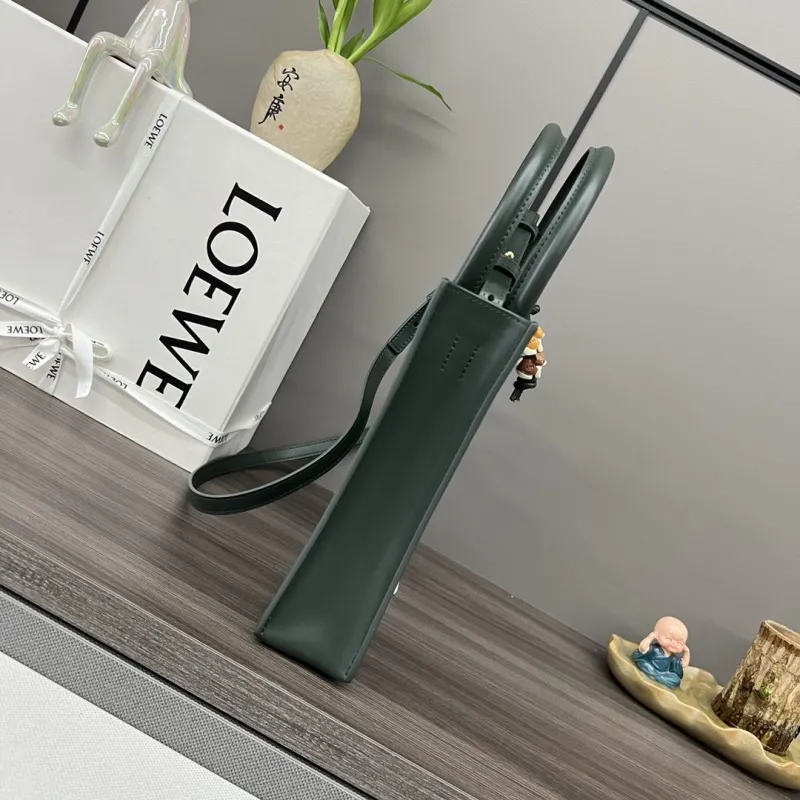 Alternative view of LOEWE Dark Green Leather Tote Bag 546