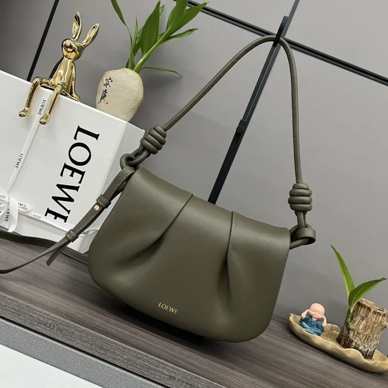 LOEWE Olive Green Leather Crossbody Bag