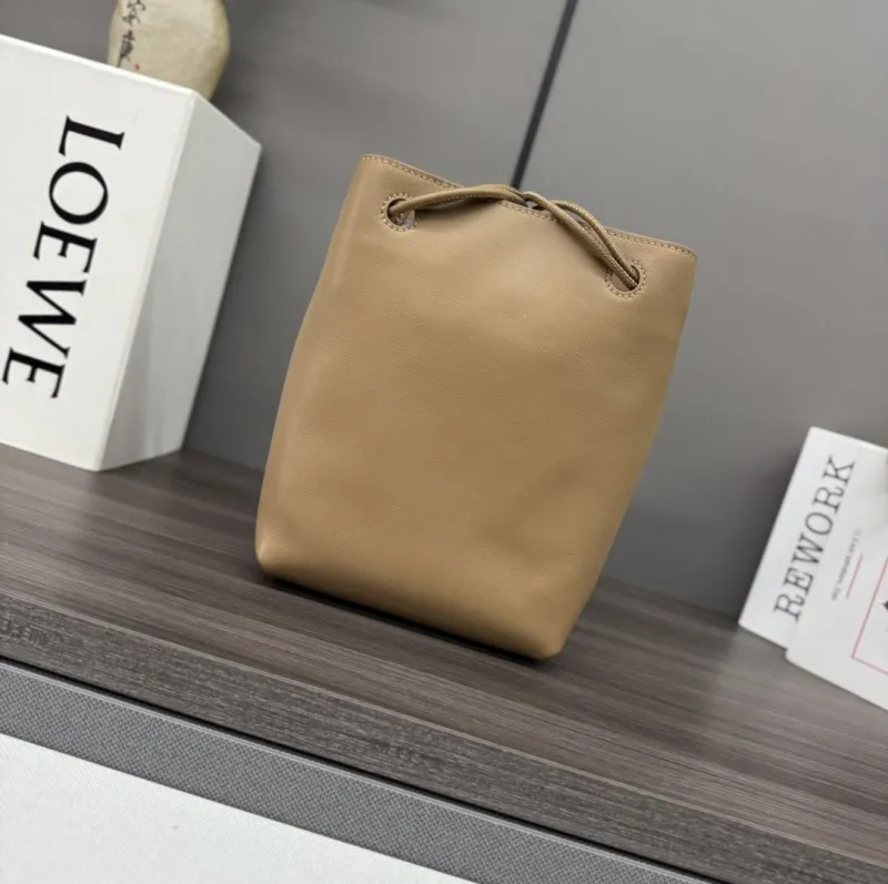 LOEWE Tan Leather Small Bucket Bag - Image 4