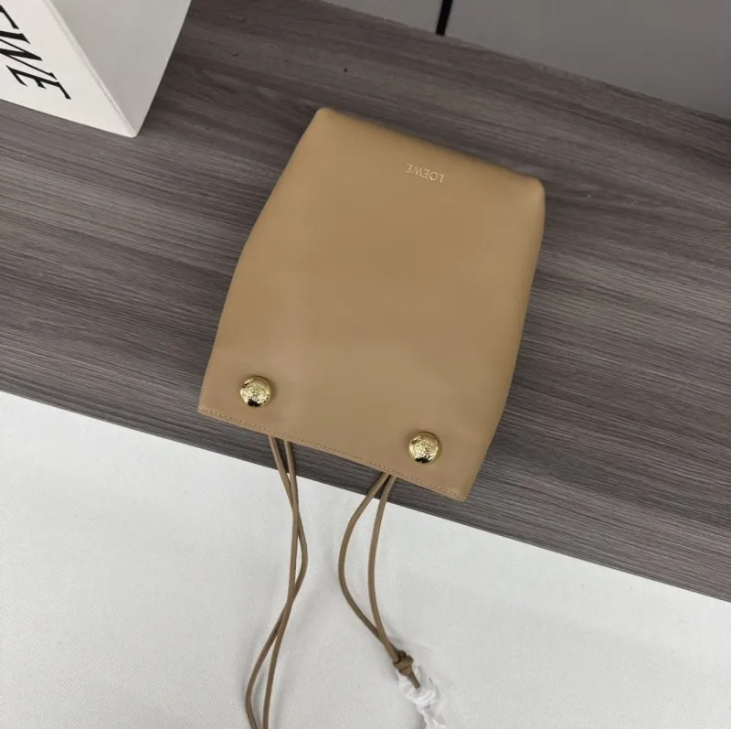 LOEWE Tan Leather Small Bucket Bag - Image 7
