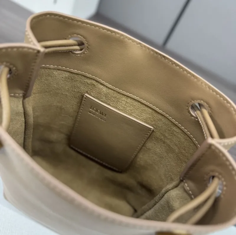 LOEWE Tan Leather Small Bucket Bag - Image 9