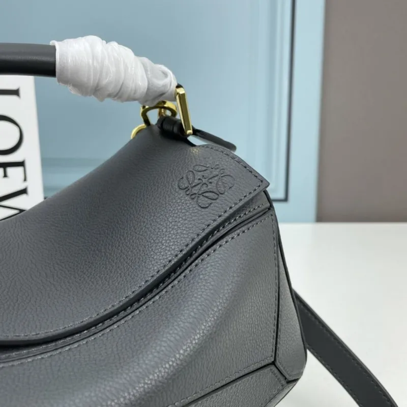 LOEWE Small Dark Gray Leather Handbag 24cm - Image 4