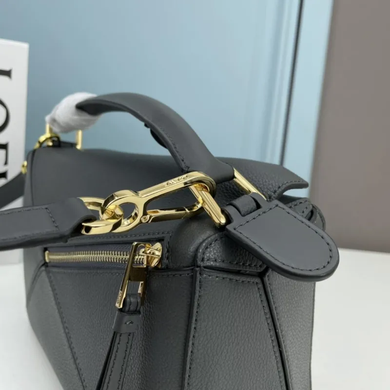 LOEWE Small Dark Gray Leather Handbag 24cm - Image 6