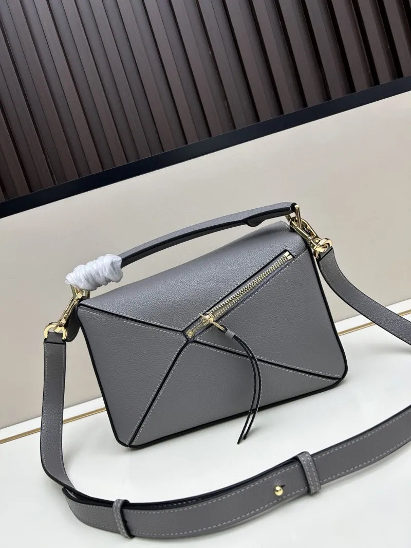 Loewe Gray Leather Handle Crossbody Bag 592 - Image 3