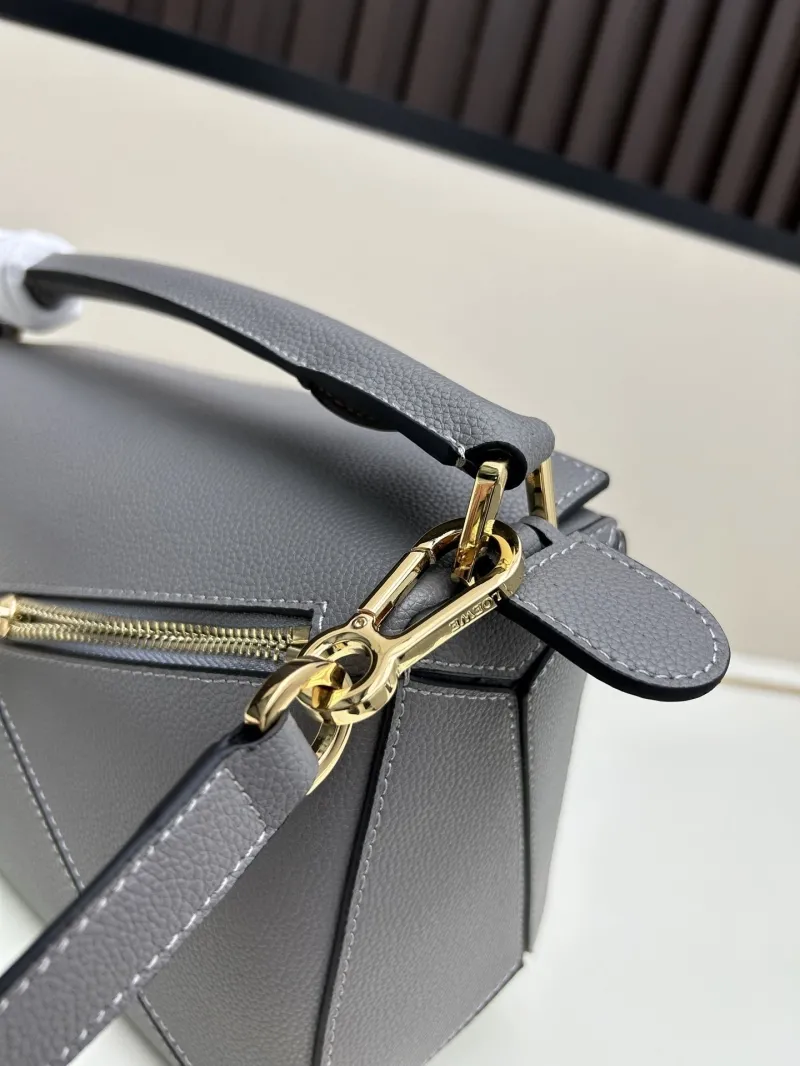Loewe Gray Leather Handle Crossbody Bag 592 - Image 6