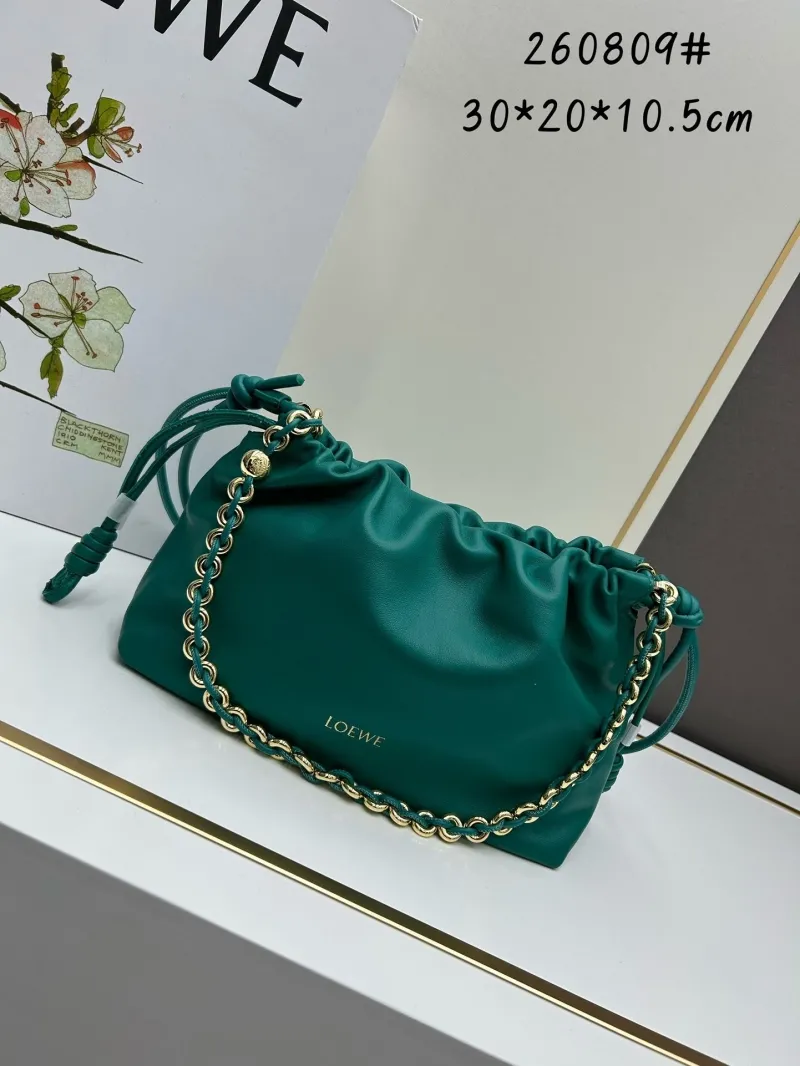 LOEWE Teal Leather Drawstring Shoulder Bag 260809