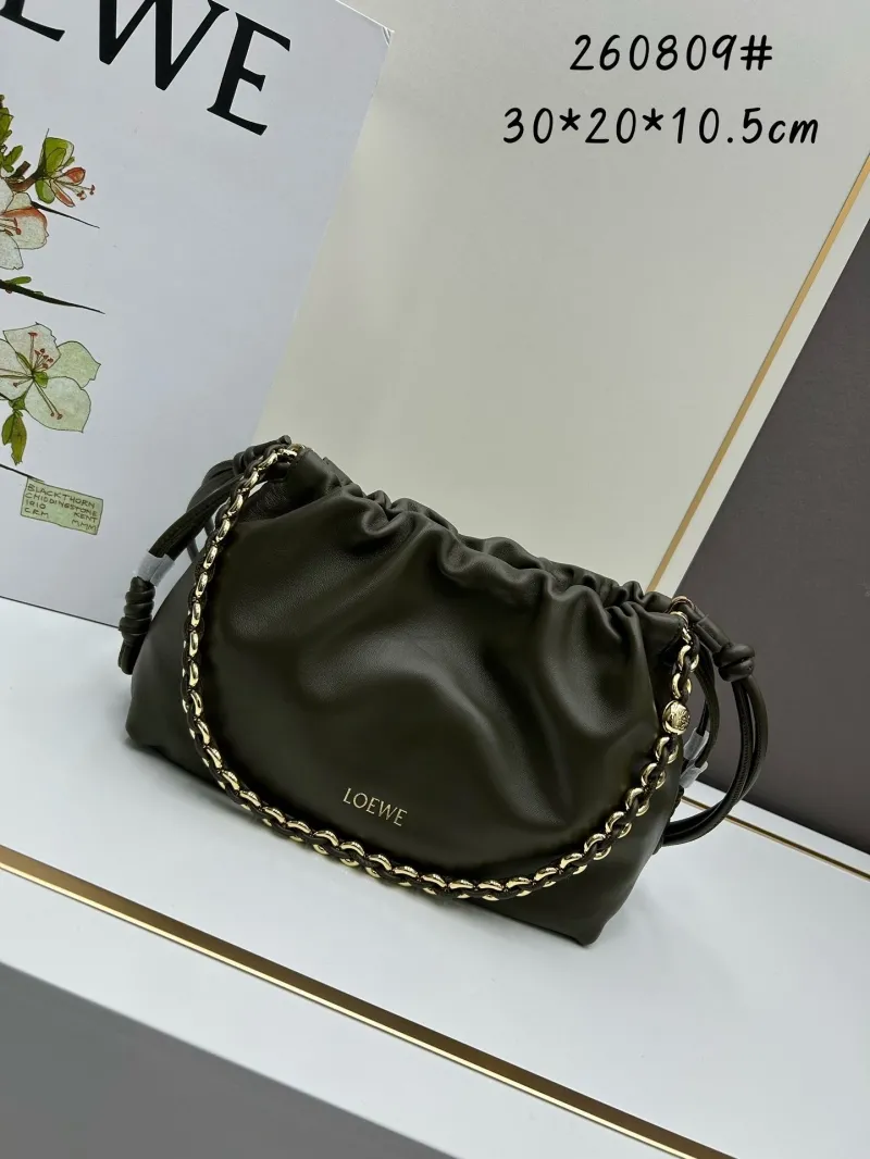 LOEWE Olive Green Leather Crossbody Bag 260809