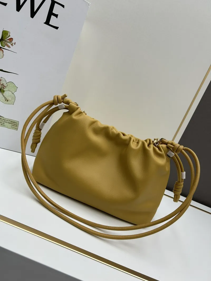 LOEWE Mustard Yellow Chain Drawstring Bag 606 - Image 3