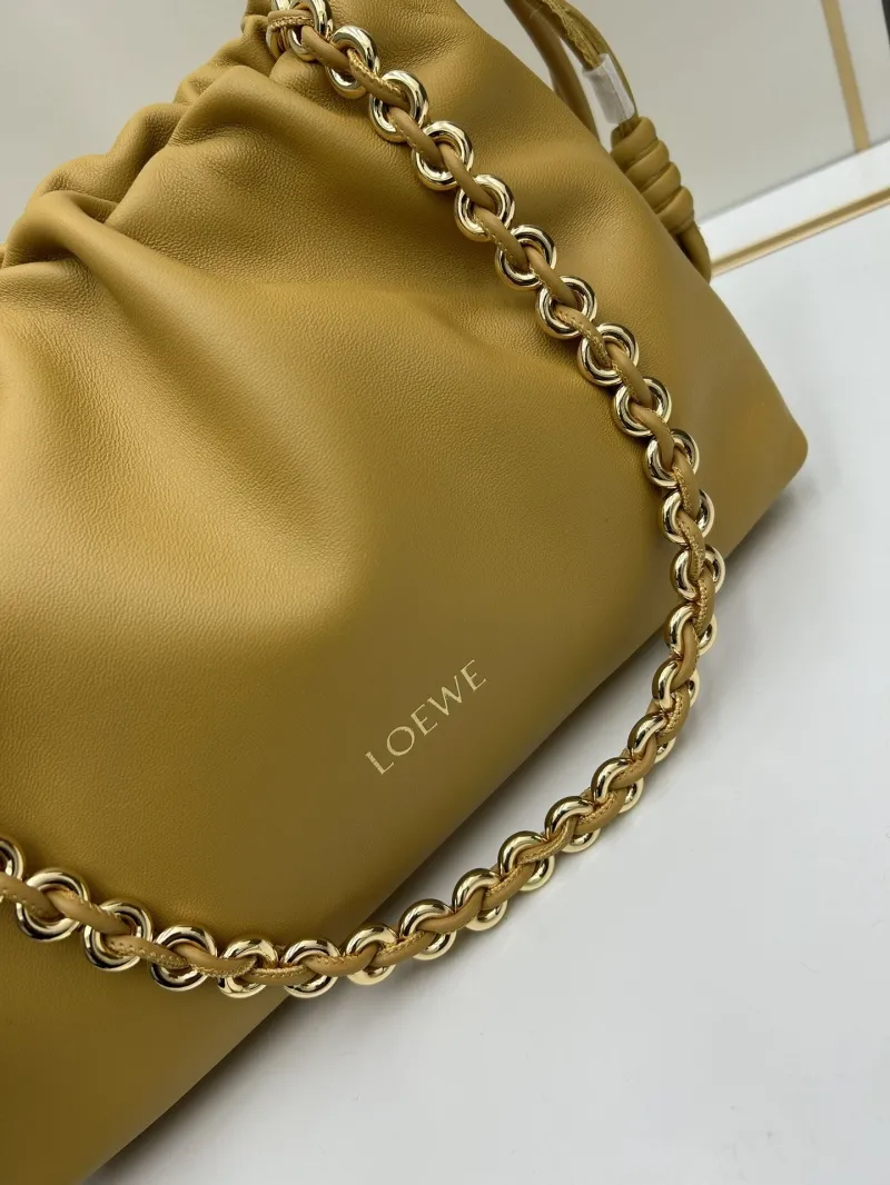 LOEWE Mustard Yellow Chain Drawstring Bag 606 - Image 4
