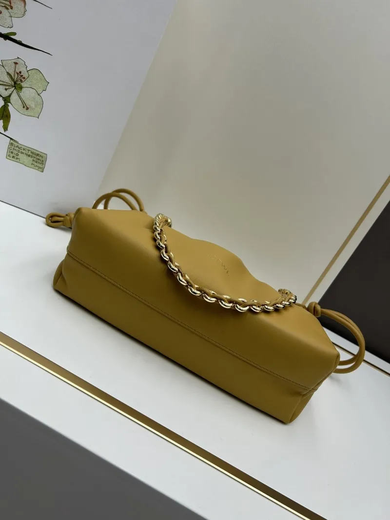 LOEWE Mustard Yellow Chain Drawstring Bag 606 - Image 5