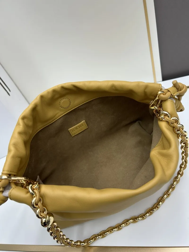 LOEWE Mustard Yellow Chain Drawstring Bag 606 - Image 7