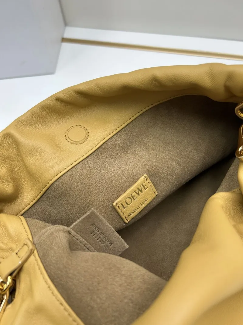 LOEWE Mustard Yellow Chain Drawstring Bag 606 - Image 8