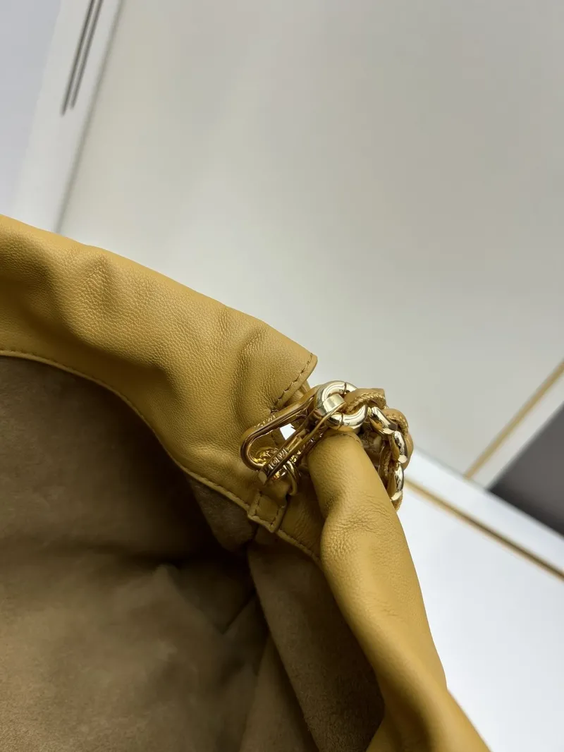 LOEWE Mustard Yellow Chain Drawstring Bag 606 - Image 9