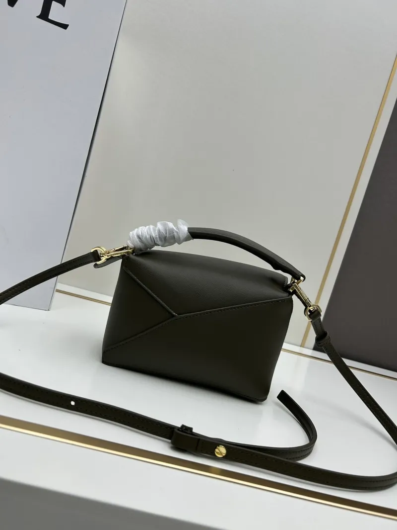 Loewe Mini Puzzle Crossbody Bag Olive Green 640 - Image 3