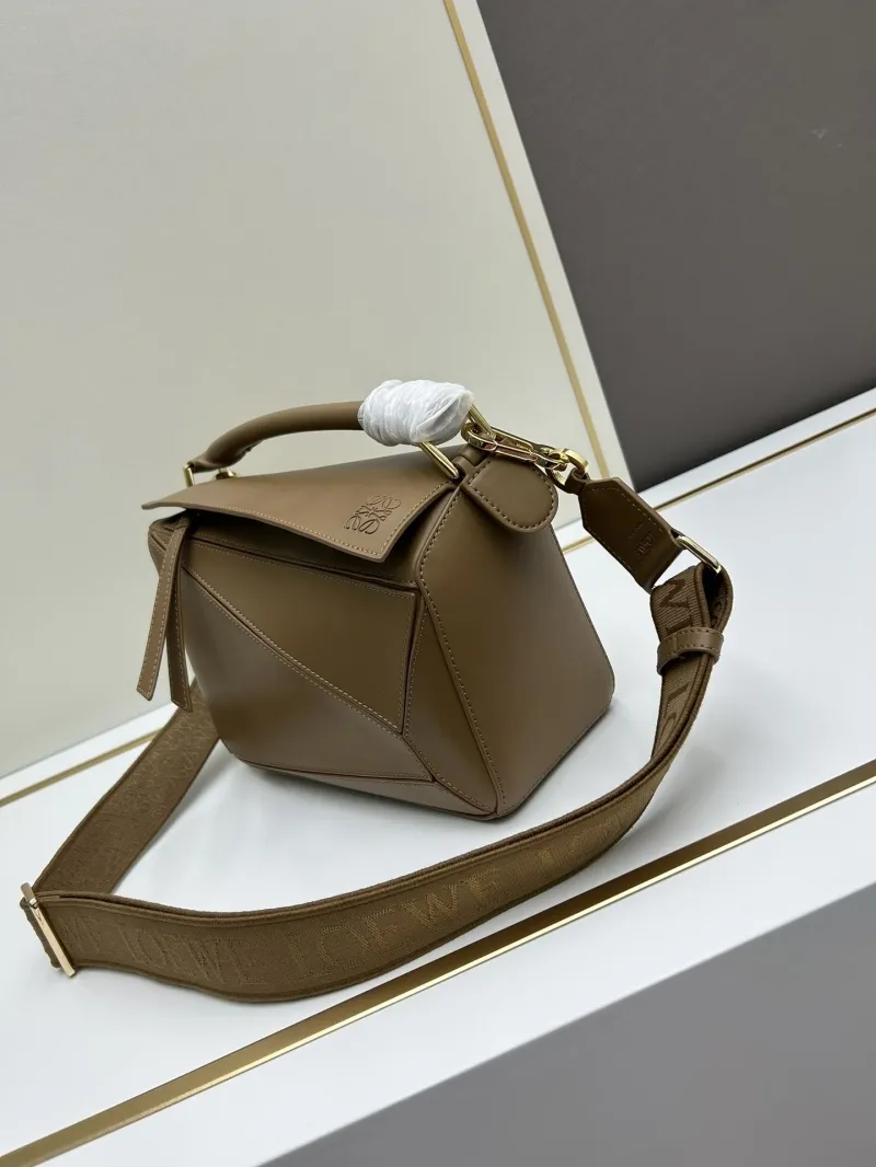 Alternative view of Loewe Brown Puzzle Handbag with Embroidered Strap