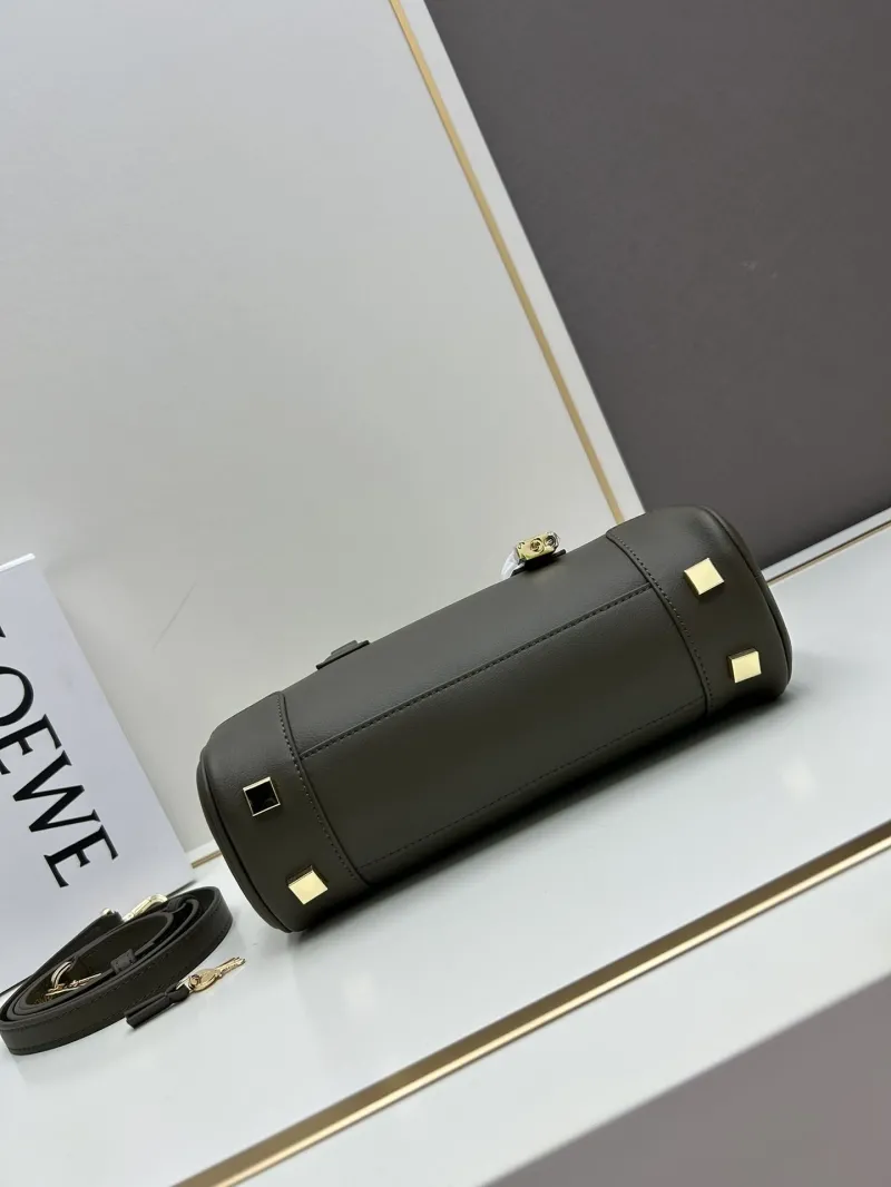 LOEWE Olive Green Leather Handle Handbag 062417 23x11x10cm - Image 5
