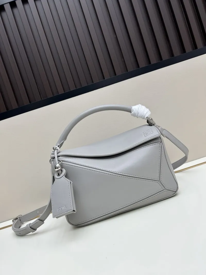 LOEWE Gray Leather Puzzle Crossbody Handbag