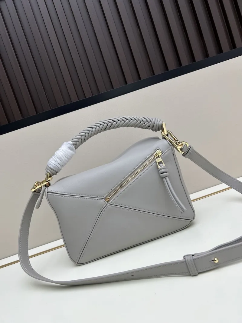 Loewe Gray Braided Handle Puzzle Crossbody Bag - Image 3