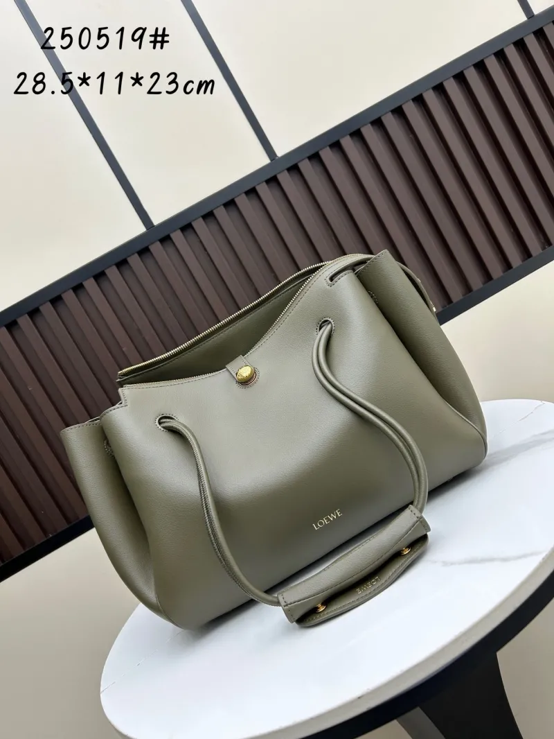 LOEWE Olive Green Leather Tote Bag 250519