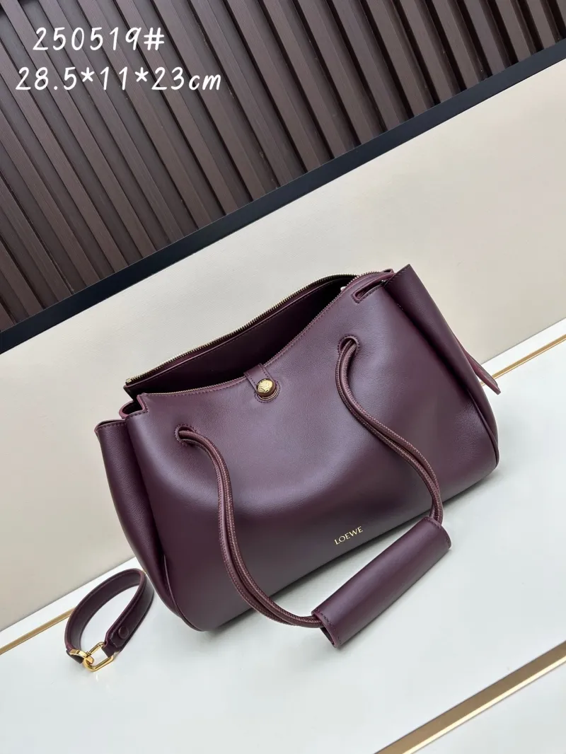 LOEWE 250519 Dark Purple Leather Handbag