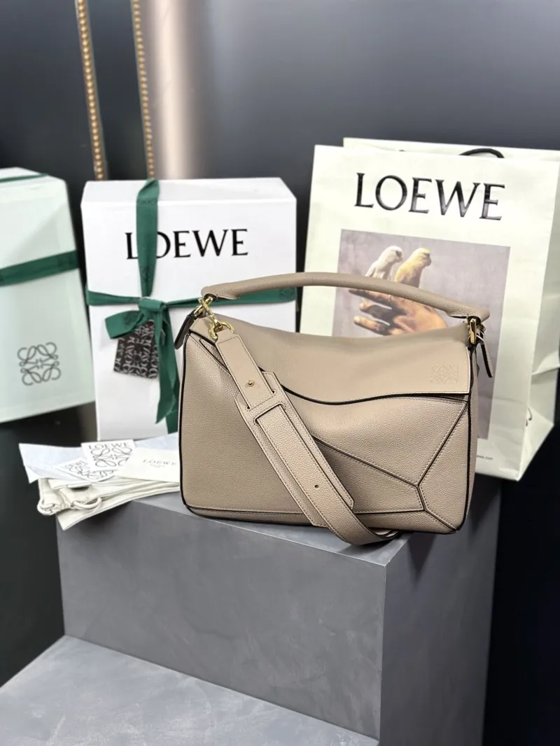 LOEWE Beige Puzzle Leather Shoulder Bag