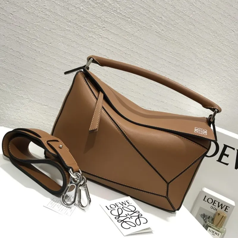 LOEWE Brown Leather Puzzle Shoulder Bag 705 - Image 3