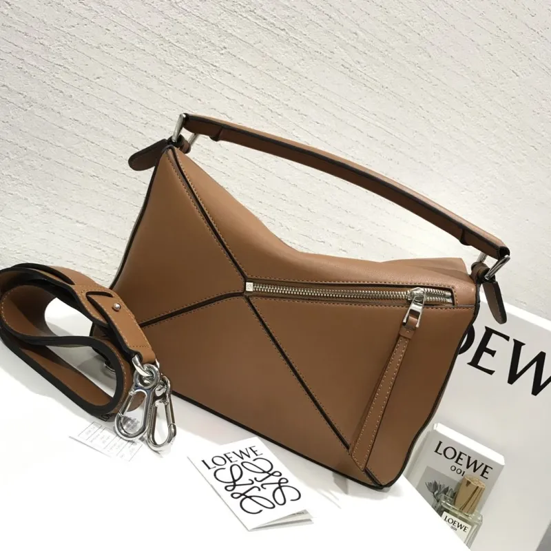 LOEWE Brown Leather Puzzle Shoulder Bag 705 - Image 4