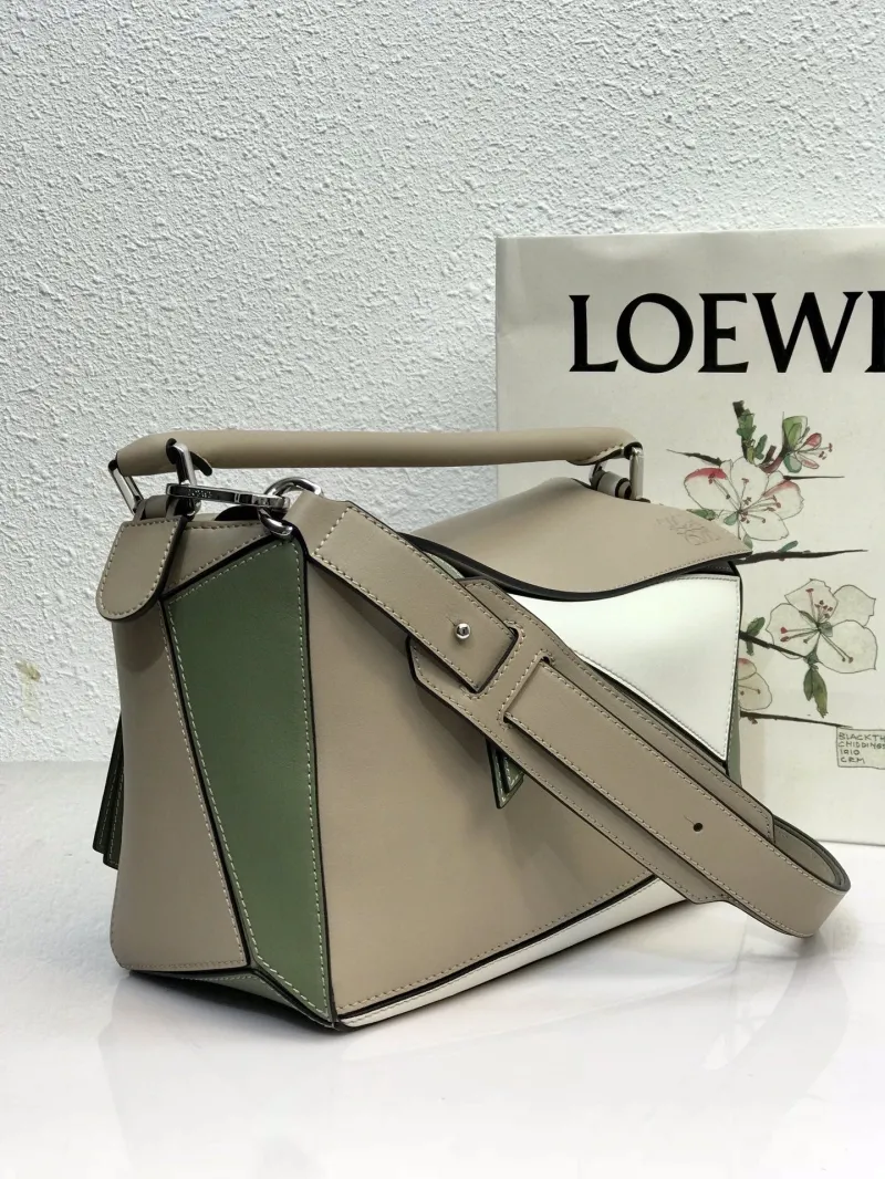 Alternative view of Loewe Beige White Green Leather Shoulder Bag