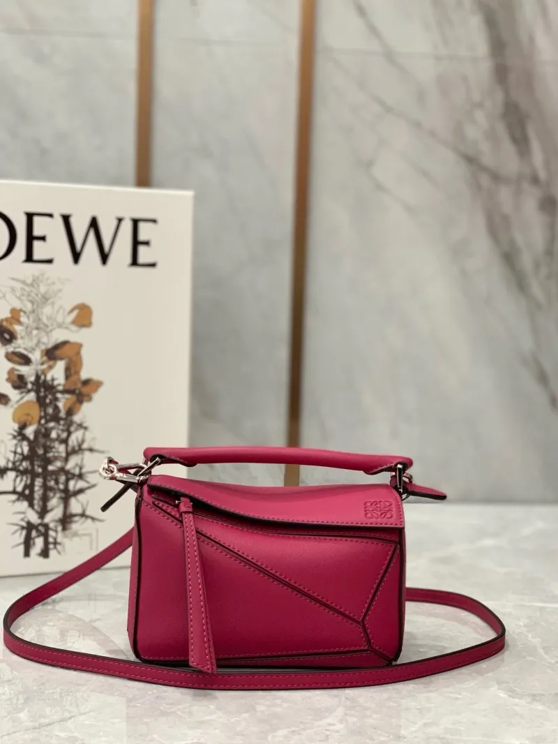 LOEWE Pink Mini Puzzle Leather Crossbody Bag