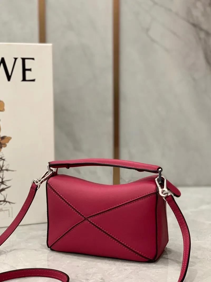LOEWE Pink Mini Puzzle Leather Crossbody Bag - Image 4