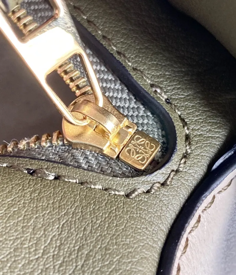 LOEWE Olive Green Beige Mini Crossbody Bag - Image 7
