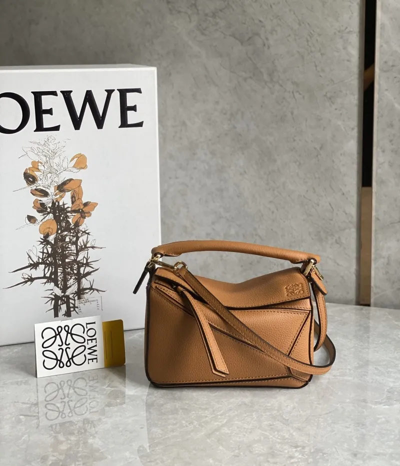 LOEWE Tan Leather Mini Puzzle Handbag 732