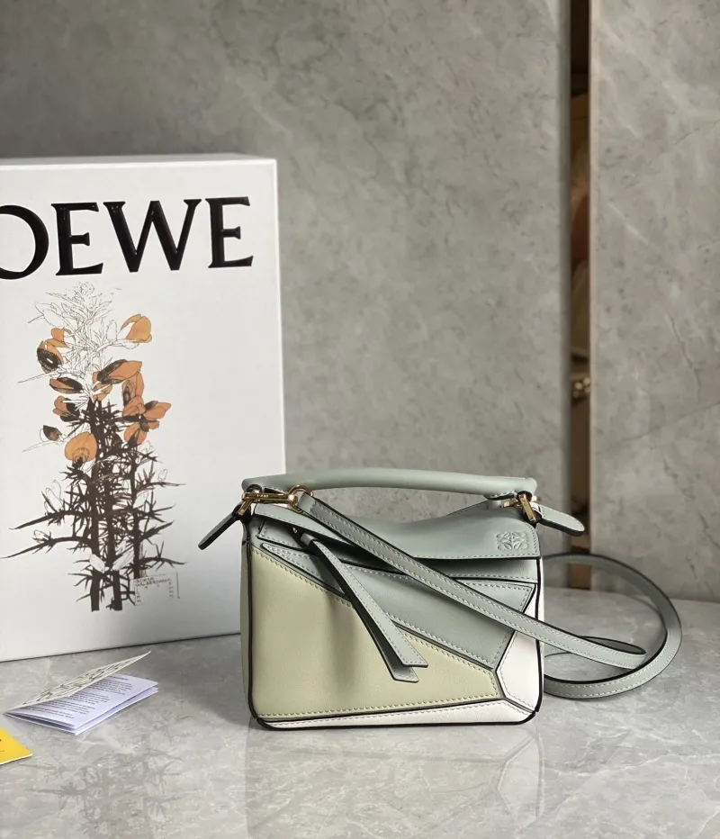 Loewe Mini Puzzle Crossbody Bag Mint Green White 737