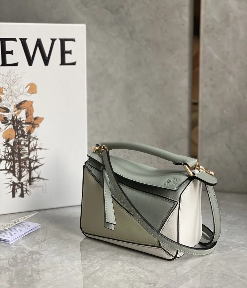 Alternative view of Loewe Mini Puzzle Crossbody Bag Mint Green White 737
