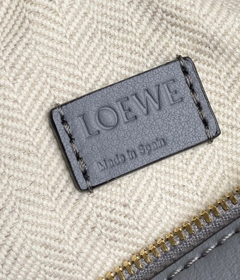 LOEWE Mini Puzzle Leather Handbag Gray Beige Green SKU 738 - Image 9
