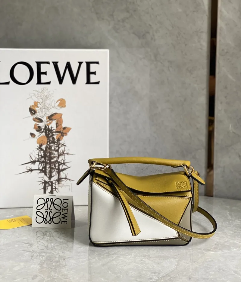 LOEWE Puzzle Bag Yellow White 739