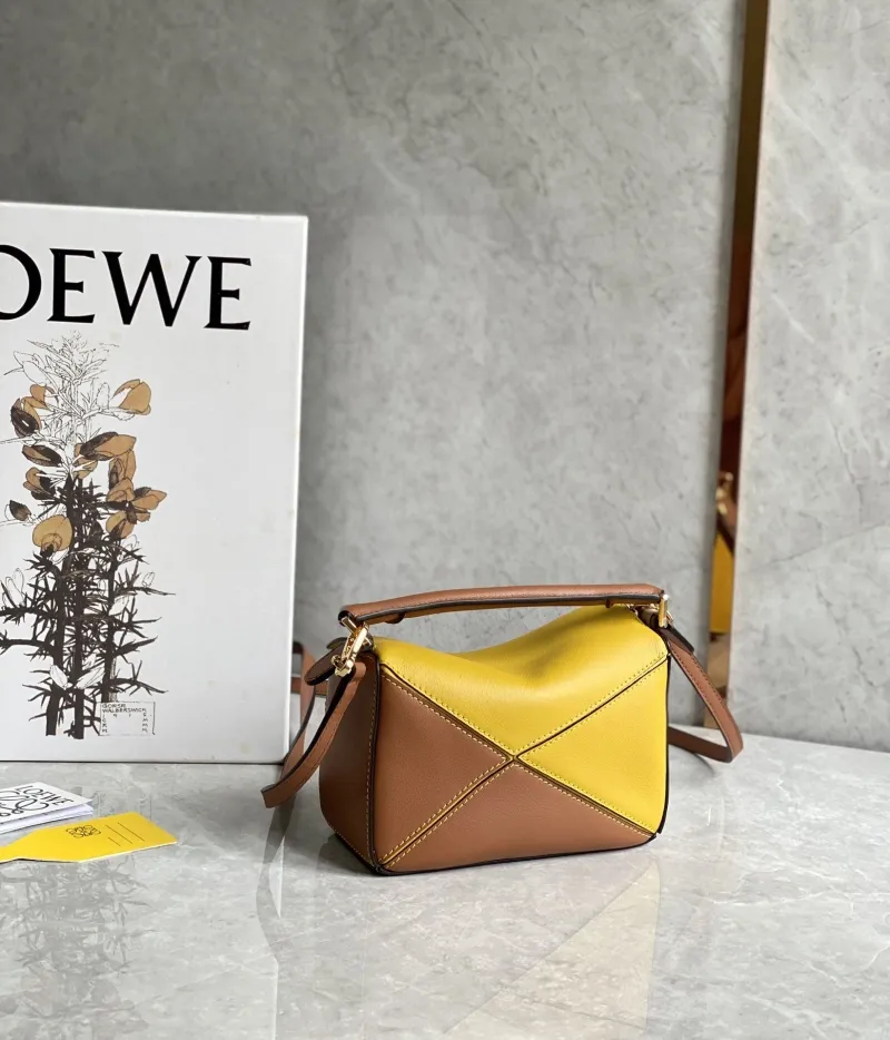 Alternative view of Loewe Mini Puzzle Bag Yellow Brown Crossbody Handbag