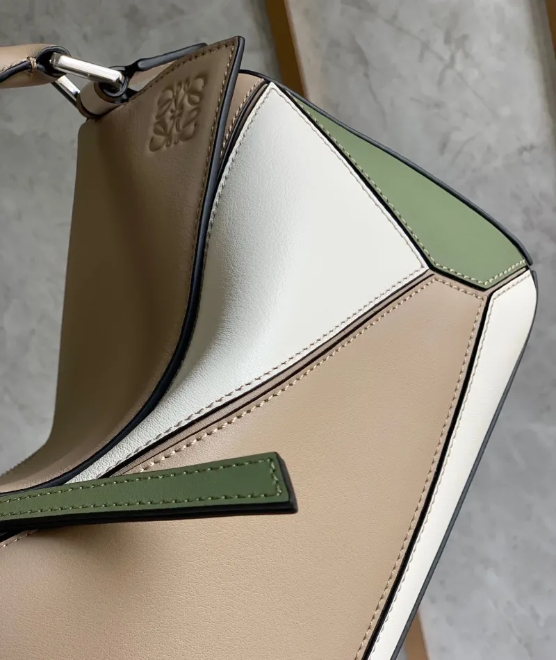 Loewe Puzzle Shoulder Bag Beige White Green 759 - Image 4