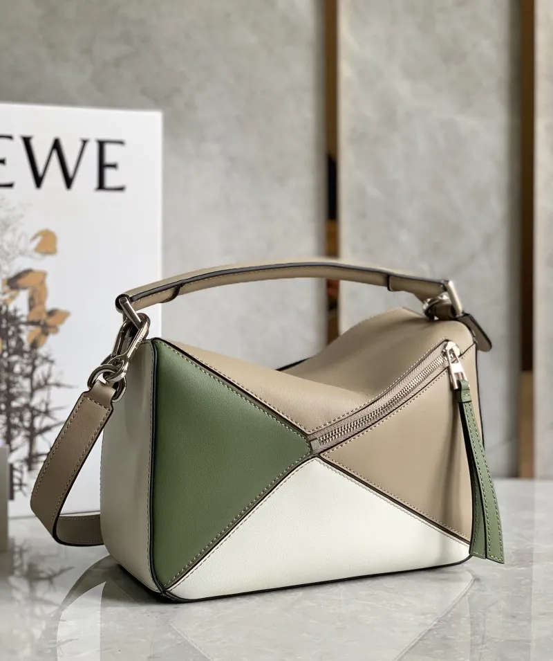 Loewe Puzzle Shoulder Bag Beige White Green 759 - Image 5