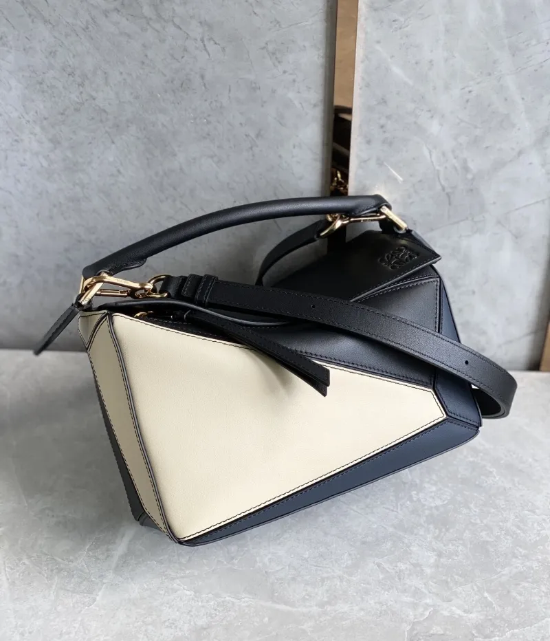 Alternative view of Loewe Black Cream Navy Leather Handbag 760