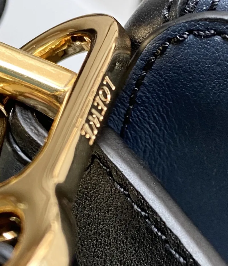 Loewe Black Cream Navy Leather Handbag 760 - Image 9