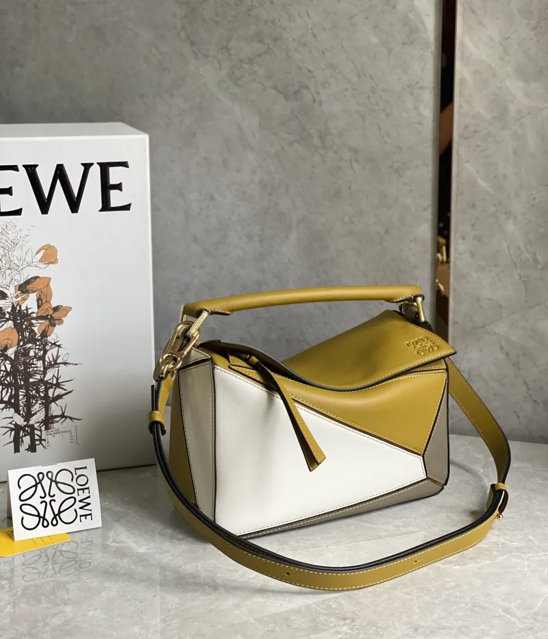 Alternative view of LOEWE Mustard White Gray Leather Handbag 762