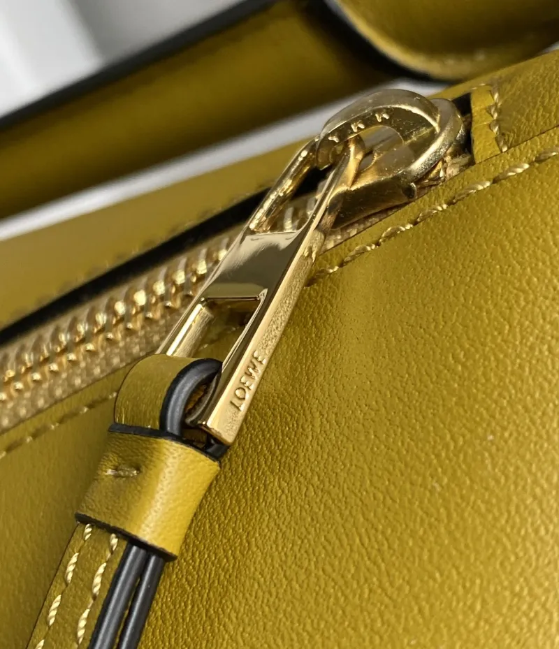 LOEWE Mustard White Gray Leather Handbag 762 - Image 6
