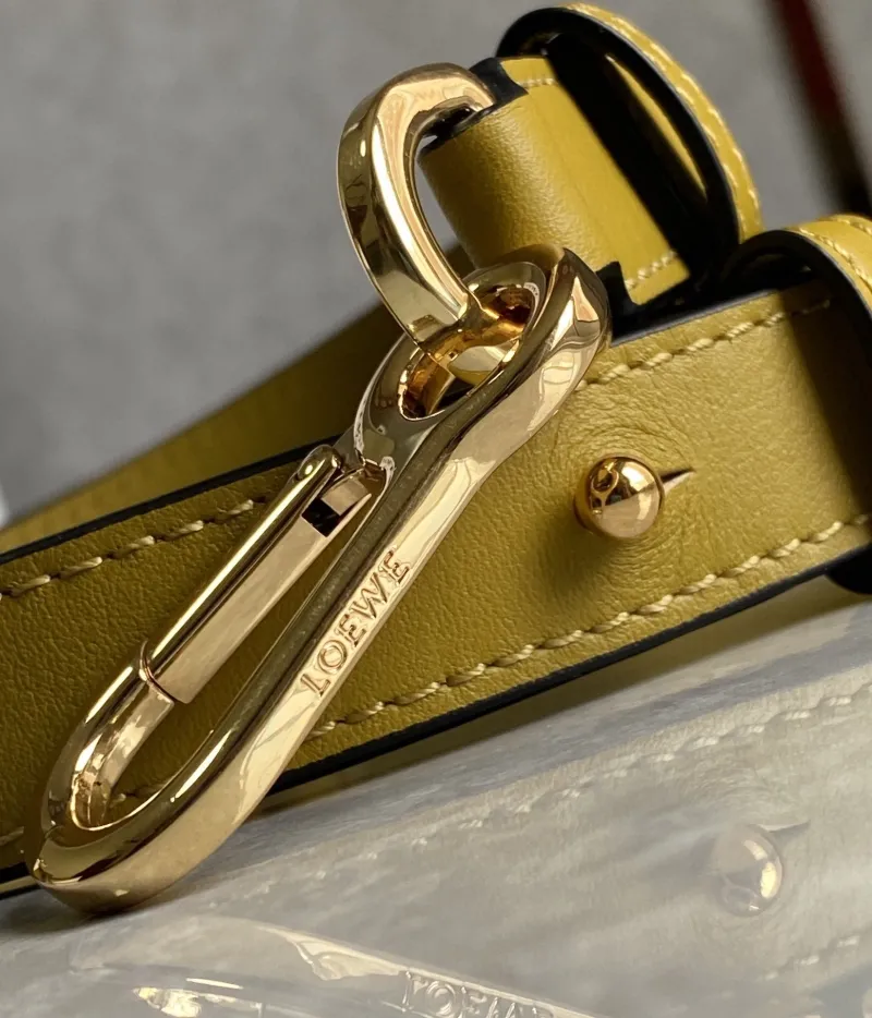 LOEWE Mustard White Gray Leather Handbag 762 - Image 8