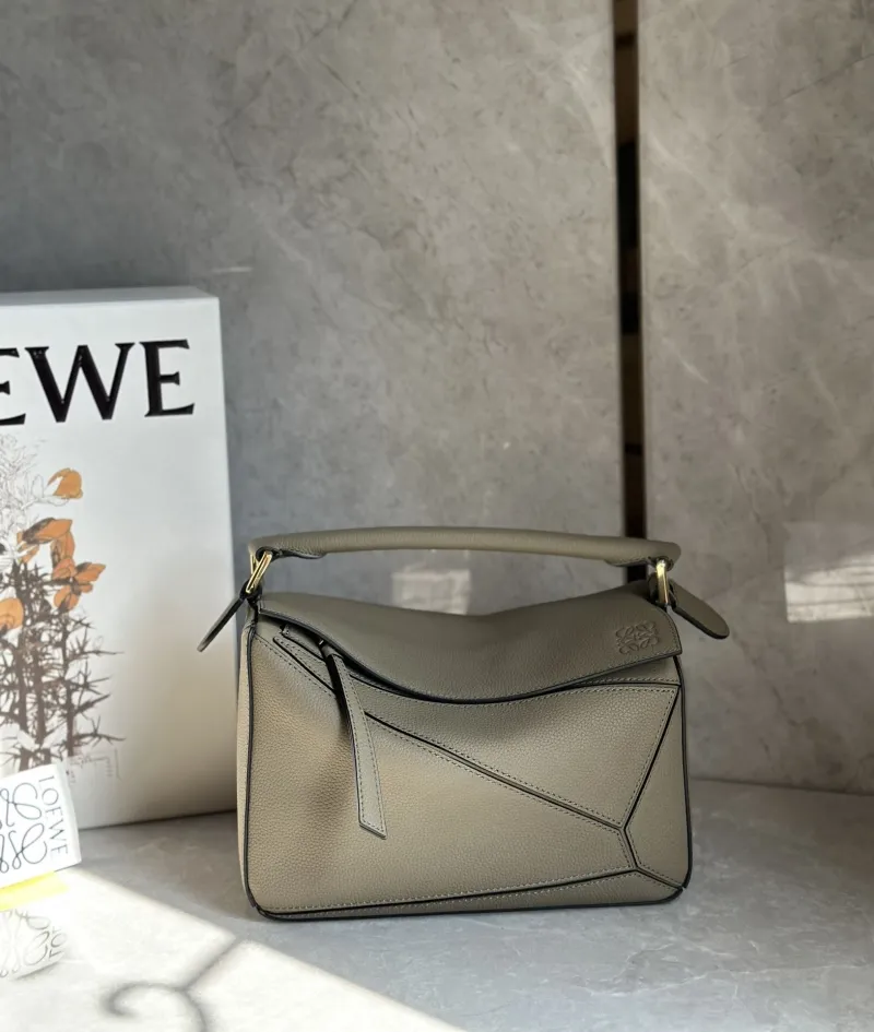 Alternative view of Loewe Puzzle Gray Leather Handbag 763