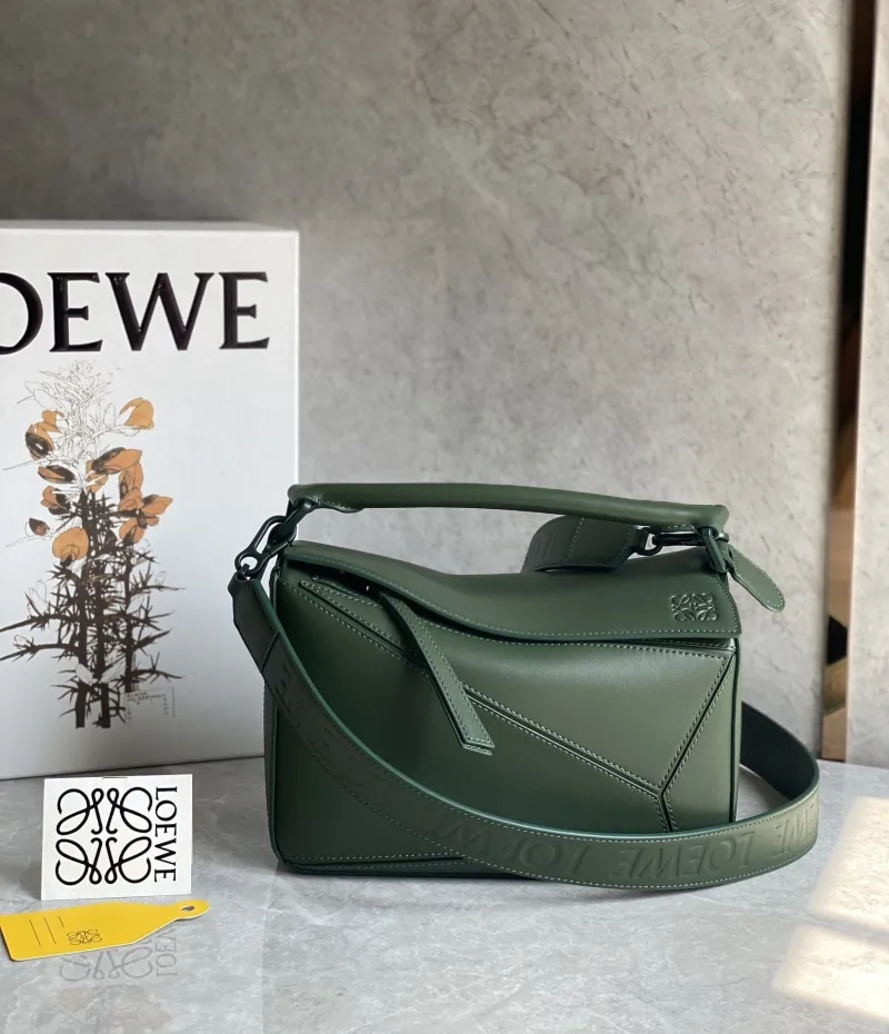 Alternative view of Loewe Dark Green Puzzle Shoulder Bag 766