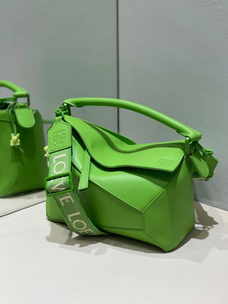 Alternative view of LOEWE Green Puzzle Leather Crossbody Handbag 777