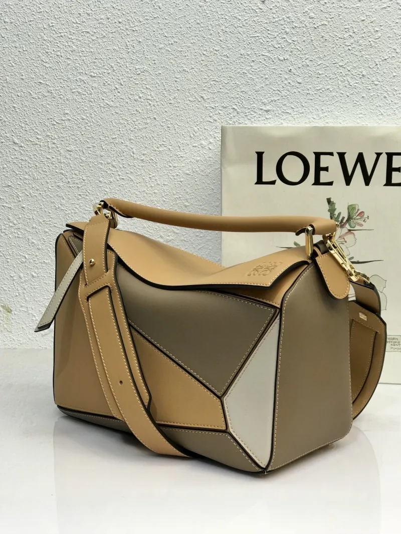 LOEWE Beige Gray Puzzle Handbag 794 - Image 3