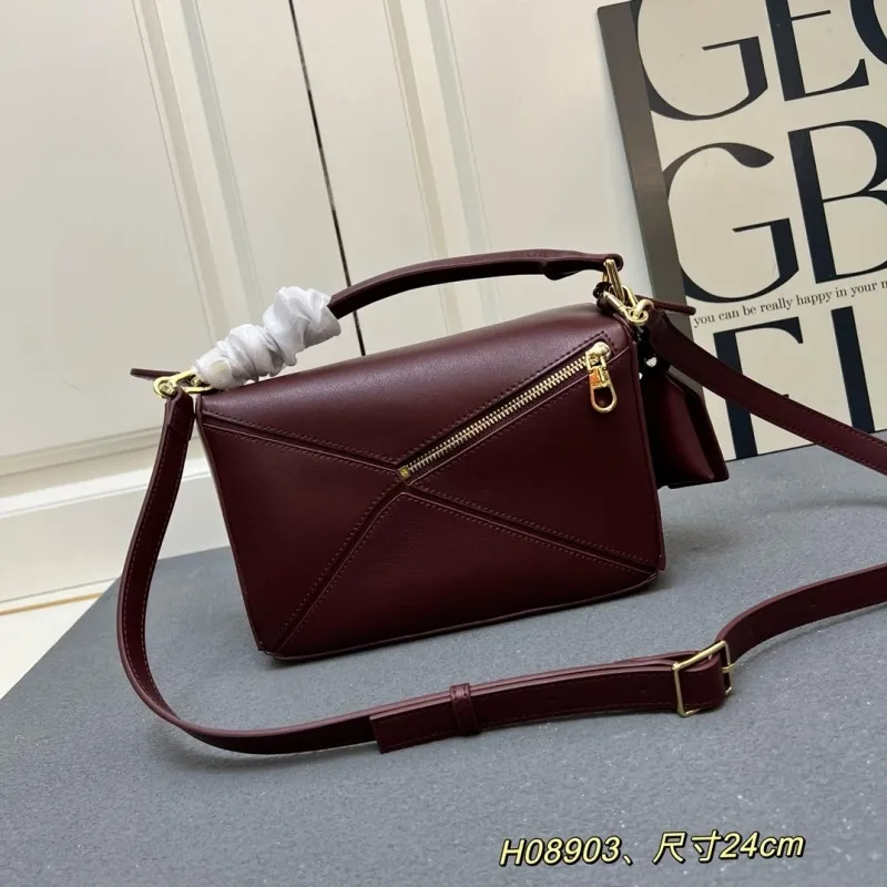 Alternative view of Loewe Burgundy Leather Puzzle Handbag H08903 24cm