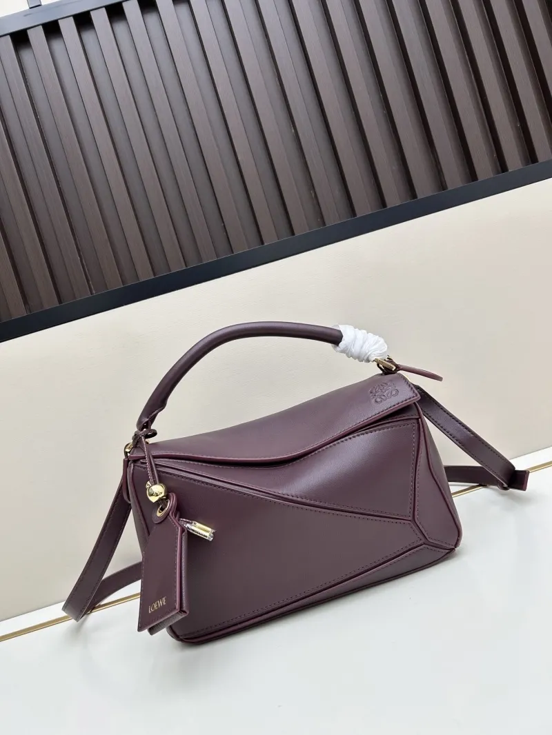 LOEWE Dark Purple Leather Crossbody Handbag 807